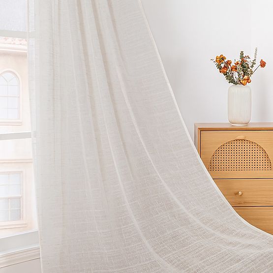 RESTILO záclona DRIMAR farba béžová moderný štýl páska materiál ľan, mikrovlákno 140x250