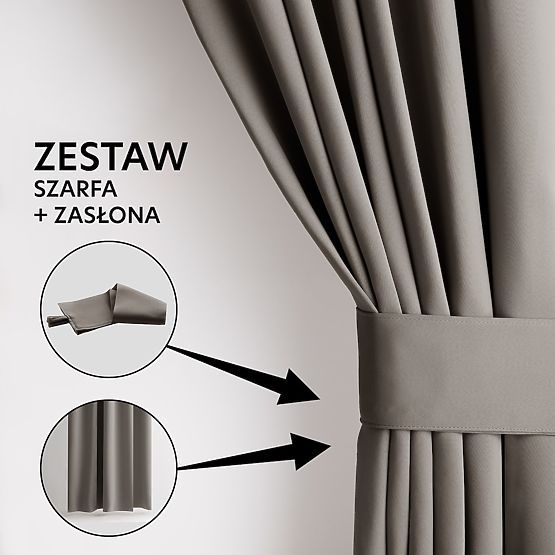 RESTILO záves BLACKOUT farba béžová, šerpa na uchytenie, klasický štýl, páska, materiál blackout 140