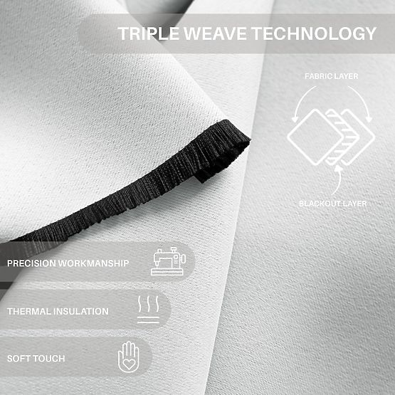 RESTILO záves BLACKOUT farba biela, šerpa na uchytenie, klasický štýl, strieborné priechodky, materi