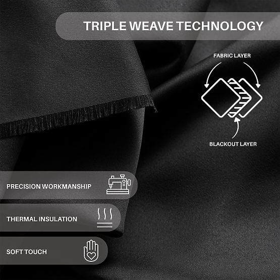 RESTILO záves BLACKOUT farba čierna, šerpa na stiahnutie, klasický štýl, strieborné priechodky, mate