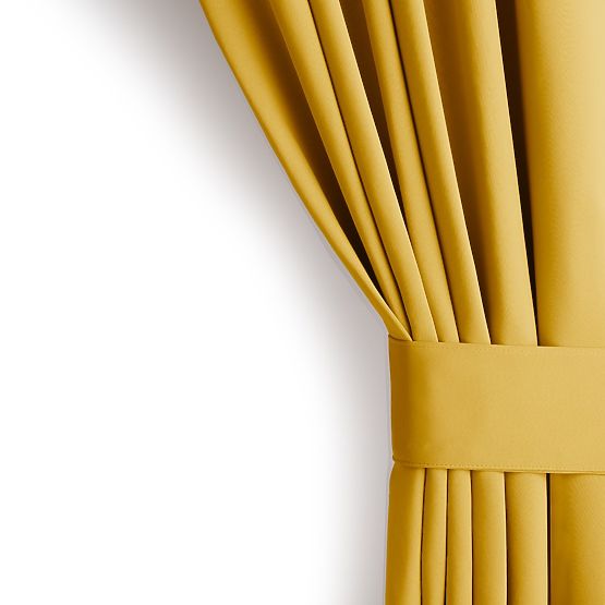 RESTILO záves BLACKOUT farba horčicová, klasický štýl, strieborné krúžky, materiál