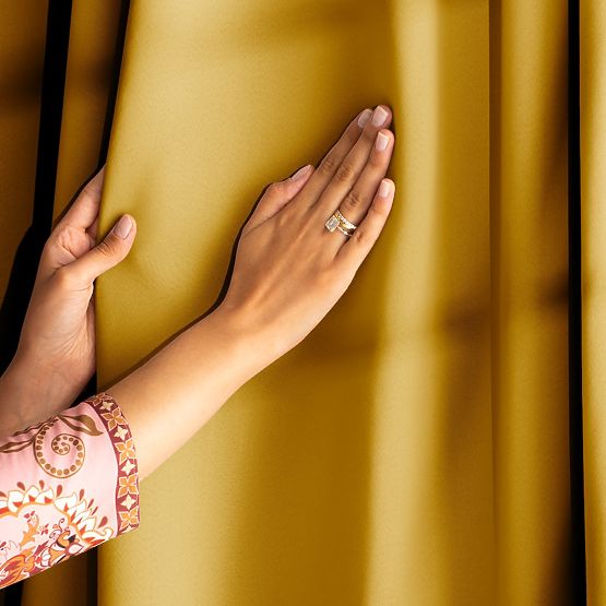 RESTILO záves BLACKOUT farba horčicová, klasický štýl, strieborné krúžky, materiál