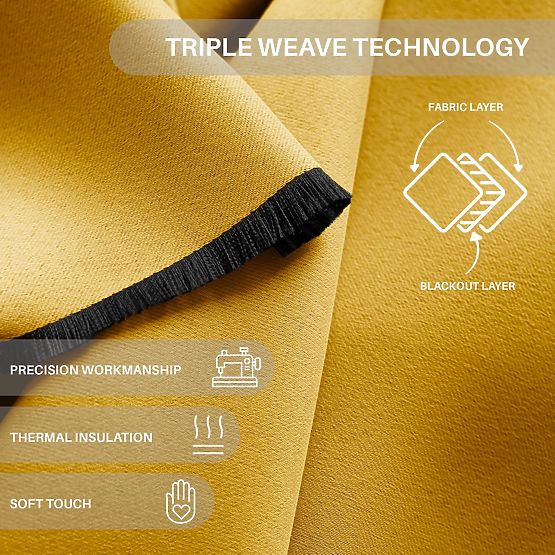 RESTILO záves BLACKOUT farba horčicová, klasický štýl, strieborné krúžky, materiál