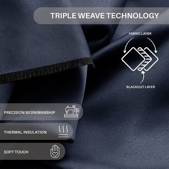 RESTILO záves BLACKOUT farba indigo sťahovacia šerpa klasický štýl strieborné priechodky materiál bl