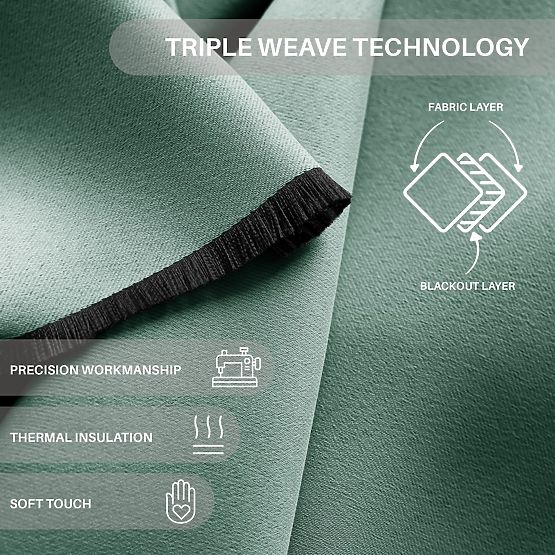 RESTILO záves BLACKOUT farba mätová, klasický štýl, strieborné priechodky, materiál bl