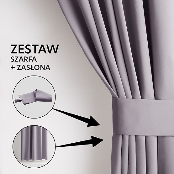 RESTILO záves BLACKOUT farba púdrová ružová šerpa na zopnutie klasický štýl strieborné priechodky ma