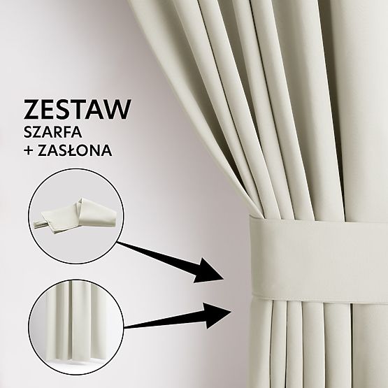 RESTILO záves BLACKOUT krémová farba, klasický štýl, strieborné priechodky, materiál bl