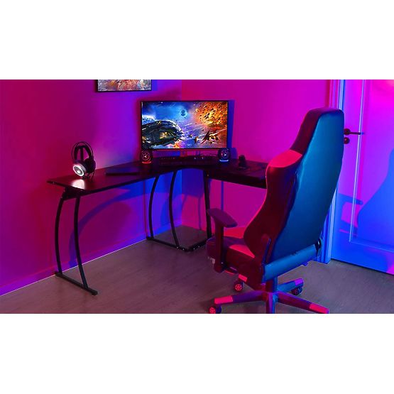 Rohový herný kancelársky stôl LOFT školský stôl čierny