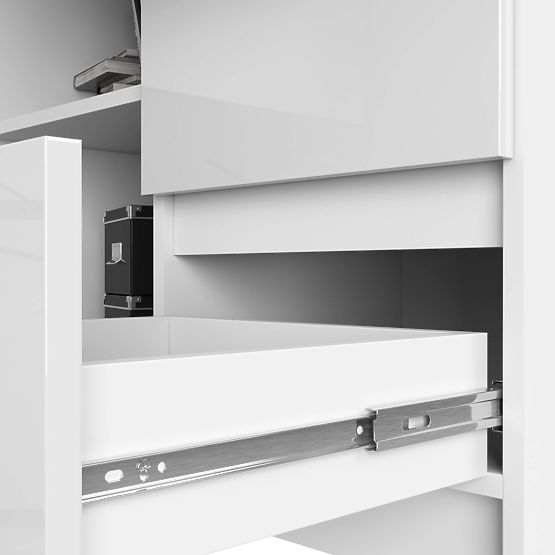 ROHOVÝ PÍSACÍ STÔL B16 124 cm PRAVÝ 3 ZÁSUVKY PK BIELY / BIELY LESK