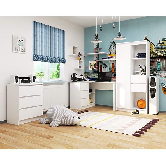 ROHOVÝ PÍSACÍ STÔL B16 CLP PK ĽAVÝ BIELY