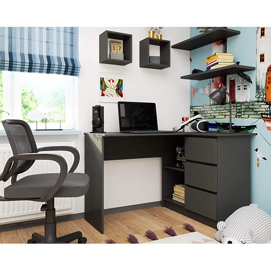 ROHOVÝ PÍSACÍ STÔL B16 CLP PRAVÝ PK ŠEDÝ