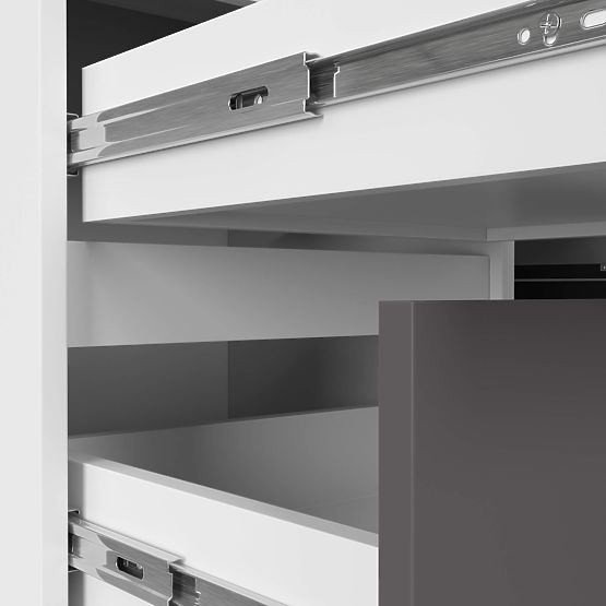 ROHOVÝ PÍSACÍ STÔL B20 CLP ĽAVOSTRANNÝ PK BIELY / ŠEDÝ