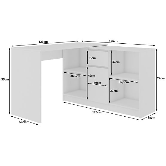 ROHOVÝ PÍSACÍ STÔL - SET B-17 KOMODA A PÍSACÍ STÔL PK BIELY