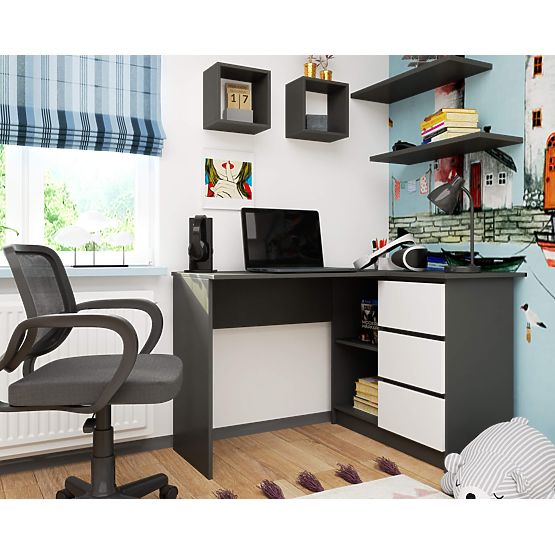 ROHOVÝ STÔL B16 CLP PRAVÝ PK ŠEDÝ / BIELY