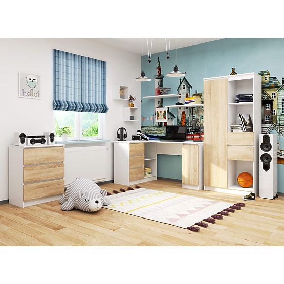 ROHOVÝ STÔL B20 CLP ĽAVOSTRANNÝ PK BIELY / SONOMA