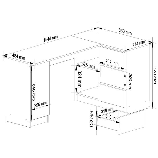 ROHOVÝ STÔL B20 CLP PRAVOSTRANNÝ PK BIELY / ŠEDÝ