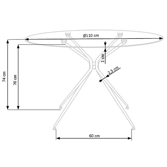 RONDO stôl, doska - bezfarebná, nohy - zlaté (2p=1ks)
