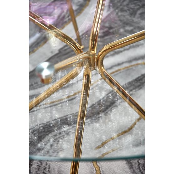 RONDO stôl, doska - bezfarebná, nohy - zlaté (2p=1ks)