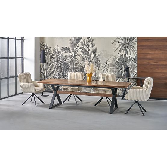 Rozkladací stôl BARON, orechový / čierny (2p=1ks)