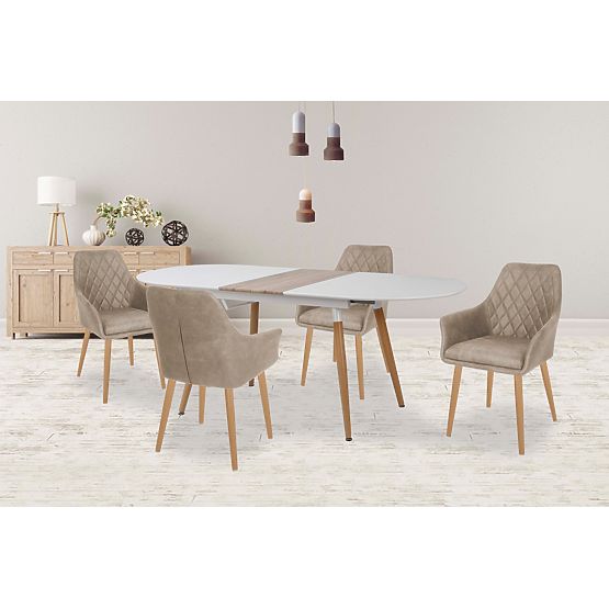 Rozkladací stôl CALIBER biely / dub san remo (1p=1ks)