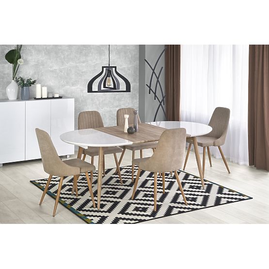 Rozkladací stôl EDWARD biely / dub san remo (2p=1ks)