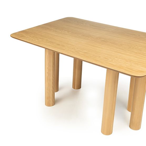 Rozkladací stôl Loa 140-200 cm, dubová dyha, prírodný, bukové drevo, zaoblený