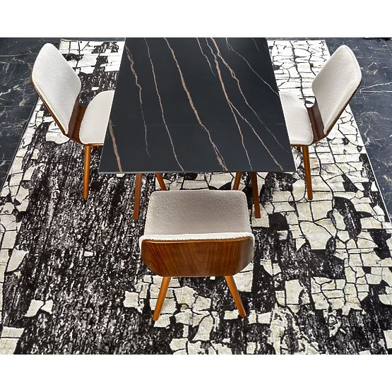 Rozkladací stôl LOZANO, čierny mramor / orech (2p=1ks)