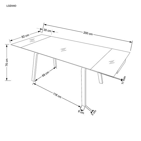 Rozkladací stôl LOZANO, čierny mramor / orech (2p=1ks)
