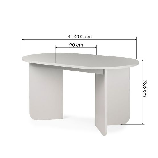 Rozkladací stôl Mou 140-200 cm, kašmírový, oválna doska
