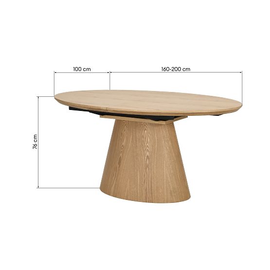 Rozkladací stôl Solan 160-200 cm, oválny, prírodný