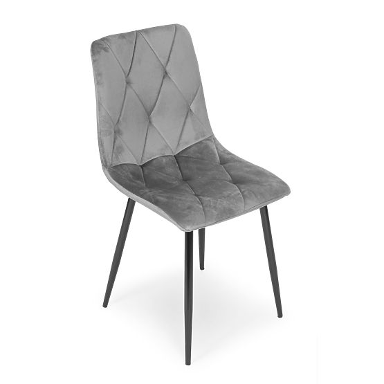 Sada 4 čalúnených zamatových stoličiek do jedálne a obývacej izby - sivé