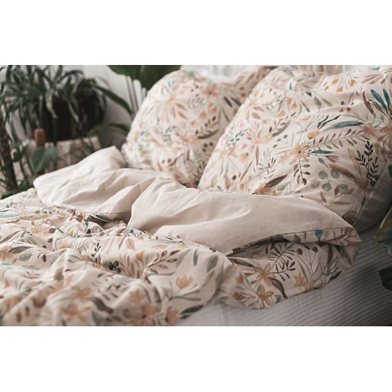 Sada obliečok LINEN- leaves 220x200 + 2x 70x80