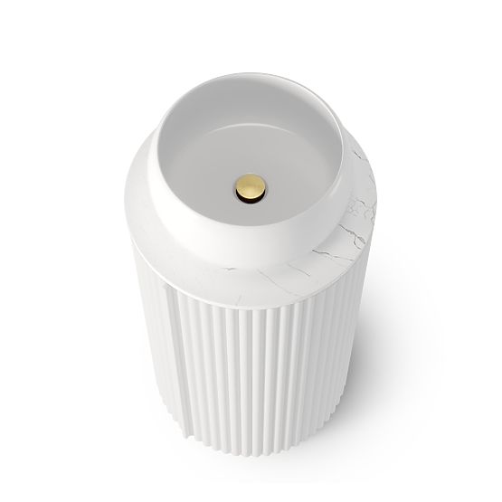 Sada skrinka s doskou a umývadlom La promessa 40 cm, ryhovaná, zaoblená, biela