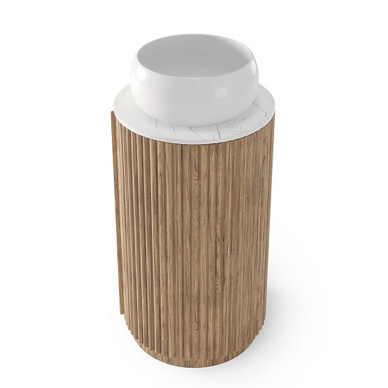 Sada skrinky s doskou a umývadlom La promessa 40 cm, ryhovaná, zaoblená, dub/biela