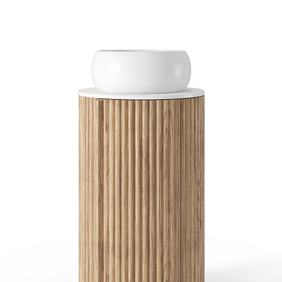 Sada skrinky s doskou a umývadlom La promessa 40 cm, ryhovaná, zaoblená, dub/biela