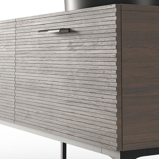 Sada skrinky s umývadlom La Purete 120 cm, drážkovaná, orech/čierna