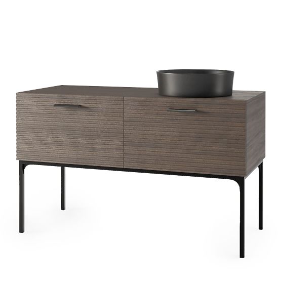 Sada skrinky s umývadlom La Purete 120 cm, drážkovaná, orech/čierna