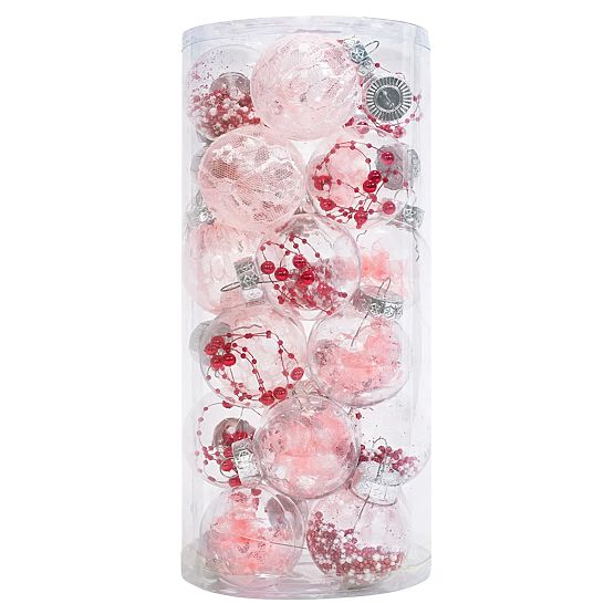 Sada vianočných ozdôb Pink/White 115ks