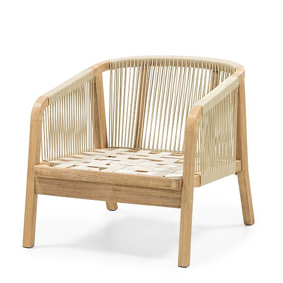 Sada záhradného nábytku Castello, pletenina, akáciové drevo FSC, teakový vzhľad, béžová