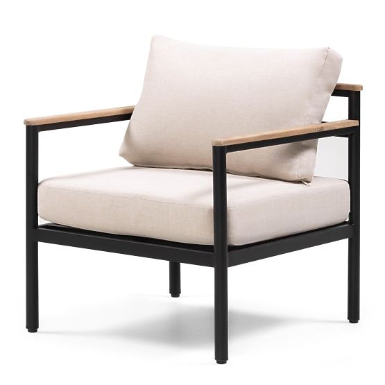 Sada záhradného nábytku Porticello, hliníková, akáciové drevo FSC, teakový vzhľad, béžová/čierna