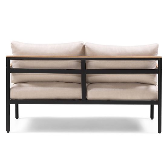 Sada záhradného nábytku Porticello, hliníková, akáciové drevo FSC, teakový vzhľad, béžová/čierna