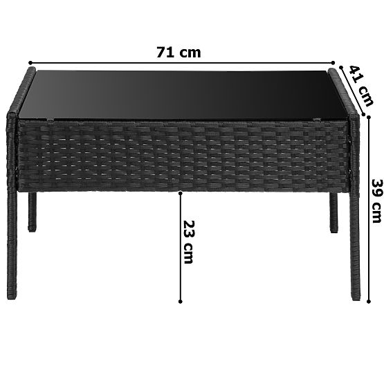 Sada záhradného nábytku z technoratanu MAGNOLIA čierna so sivými vankúšmi