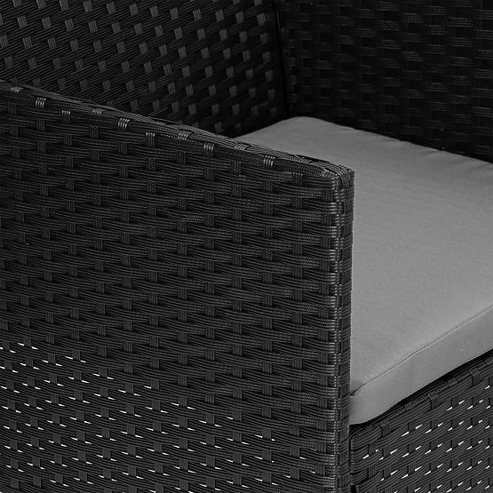 Sada záhradného nábytku z technoratanu MAGNOLIA čierna so sivými vankúšmi