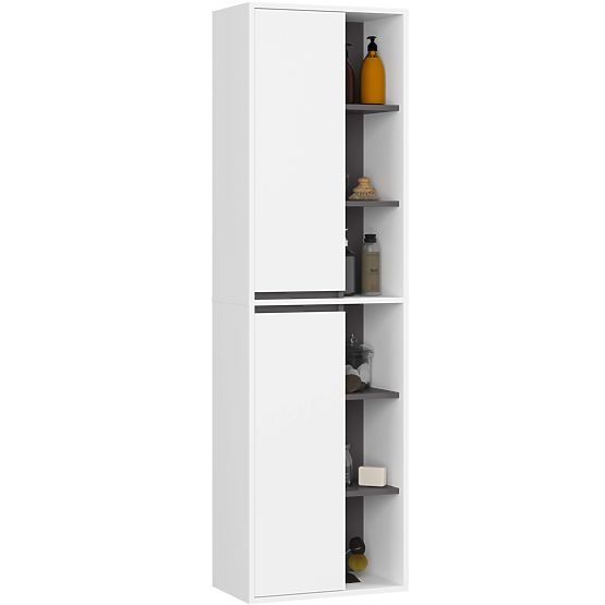 SADA ZÁVESNÉHO KÚPEĽŇOVÉHO NÁBYTKU S OTVORMI VAMI BIELA / GRAFITOVÁ SIVÁ