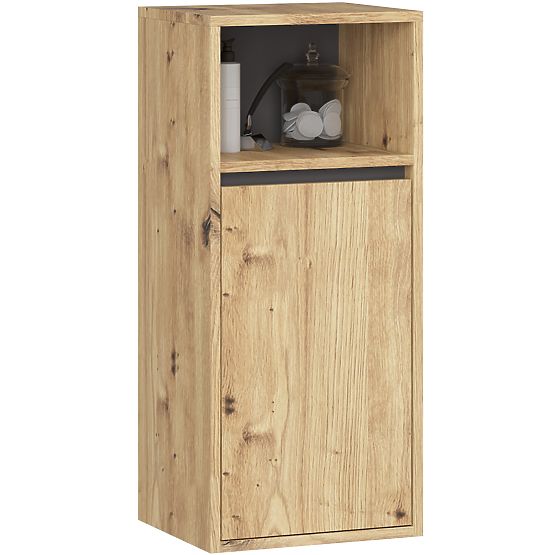 SADA ZÁVESNÉHO KÚPEĽŇOVÉHO NÁBYTKU S OTVORMI VAMI DUB ARTISAN / GRAFIT ŠEDÝ