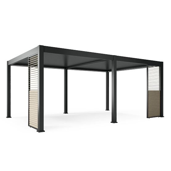 Samostatne stojaca záhradná pergola Lumera z hliníka, 4x6 m, bioklimatická, LED osvetlenie, elektric