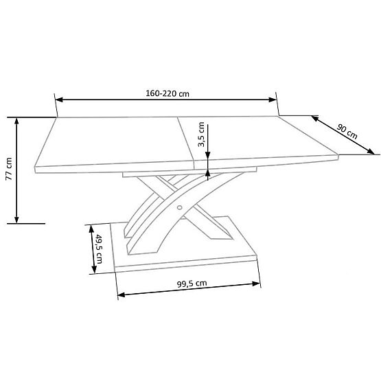 SANDOR 3 rozkladací stôl, doska - zlatý dub, nohy - zlatý dub / čierna (3p=1ks)