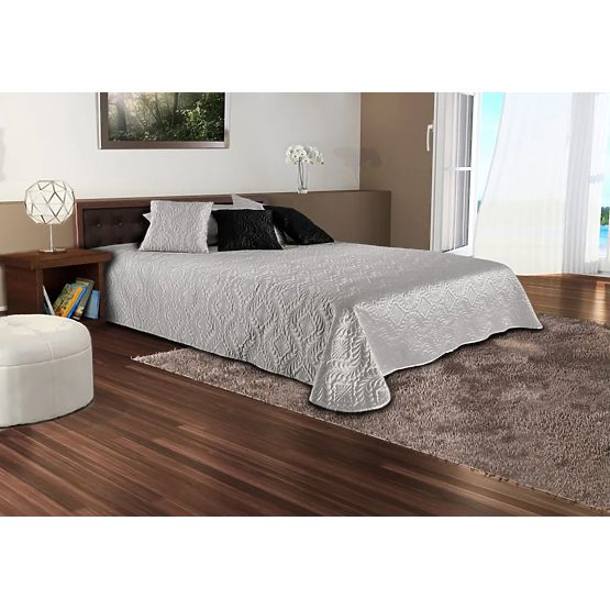 Saténový prehoz Verona + obliečky na vankúše - striebornosivý 220x240 cm