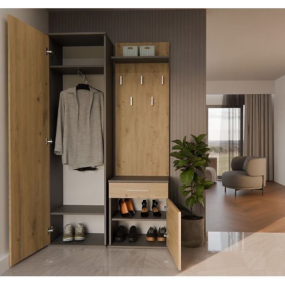 Šatníková skriňa DUO ANTRACIT ARTISAN
