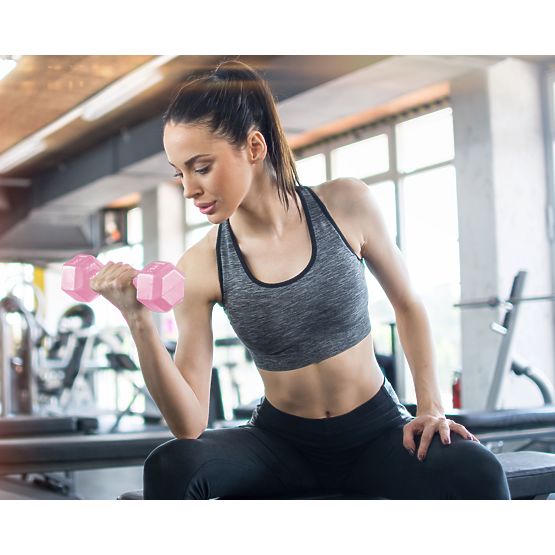 Šesťhranné činky sada 2x5 kg závažia na cvičenie fitness ružové ModernHome